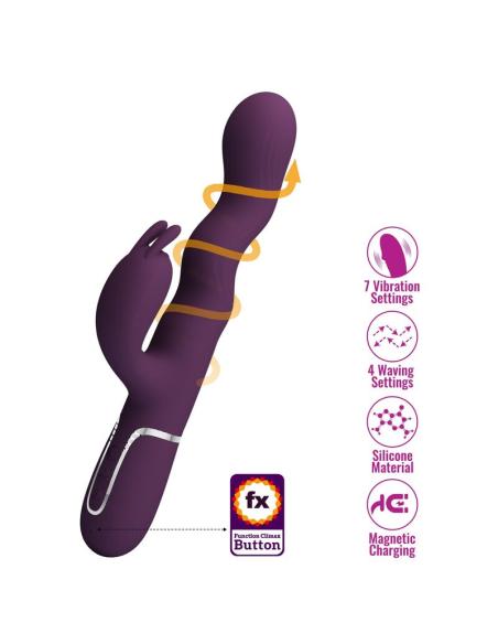 Pretty love - vibrador rabbit loursen con movimiento oscilante y 7 vibraciones recargable usb morado