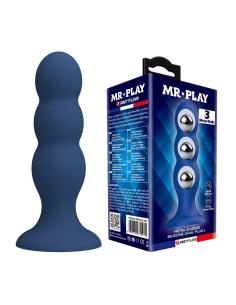 Mr play - plug anal con 3 bolas metálicas y ventosa azul