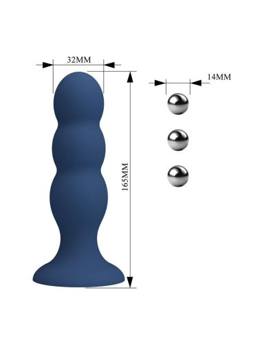 Mr play - plug anal con 3 bolas metálicas y ventosa azul