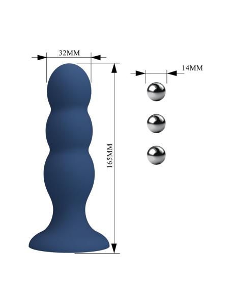 Mr play - plug anal con 3 bolas metálicas y ventosa azul
