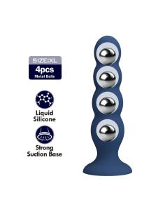 Mr play - plug anal con 4 bolas metálicas y ventosa azul 2