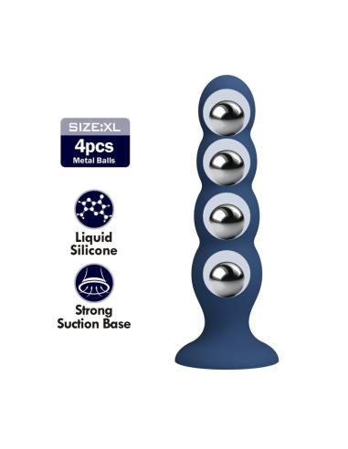 Mr play - plug anal con 4 bolas metálicas y ventosa azul