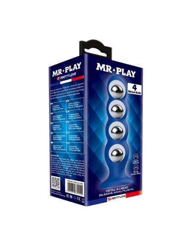 Mr play - plug anal con 4 bolas metálicas y ventosa azul