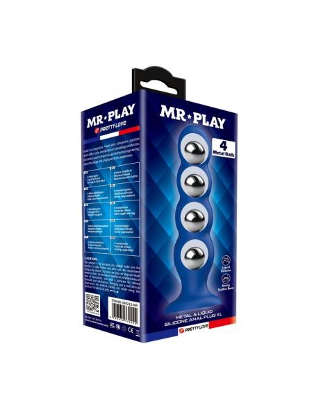 Mr play - plug anal con 4 bolas metálicas y ventosa azul