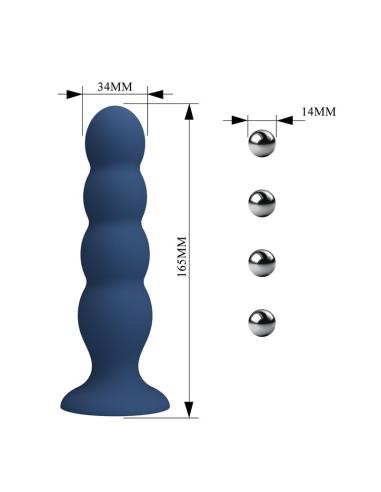 Mr play - plug anal con 4 bolas metálicas y ventosa azul