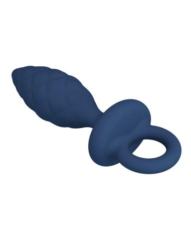 Mr play - plug anal texturizado con anilla azul m