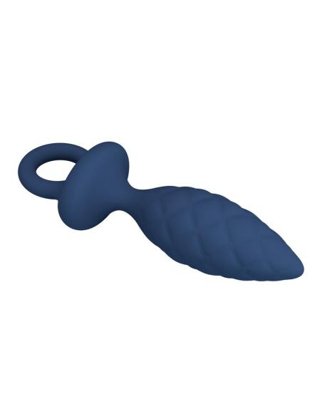 Mr play - plug anal texturizado con anilla azul m