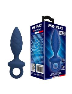 Mr play - plug anal texturizado con anilla azul s