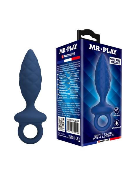 Mr play - plug anal texturizado con anilla azul s