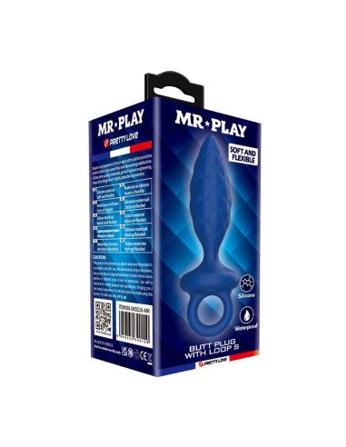 Mr play - plug anal texturizado con anilla azul s