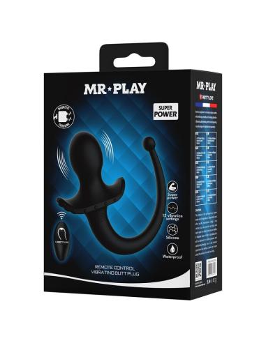 Mr play - vibrador anal y perineal con control remoto inalámbrico negro