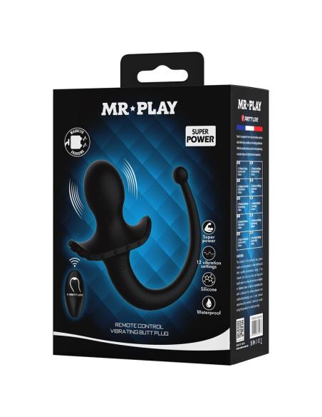 Mr play - vibrador anal y perineal con control remoto inalámbrico negro