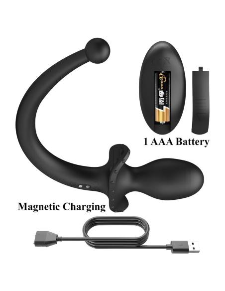 Mr play - vibrador anal y perineal con control remoto inalámbrico negro