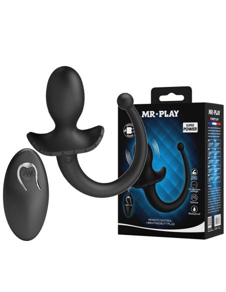 Mr play - vibrador anal y perineal con control remoto inalámbrico negro