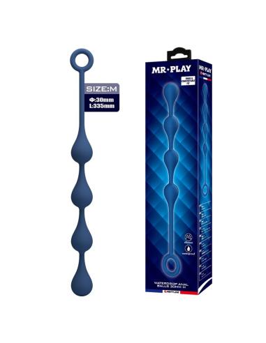 Mr play - bolas anales silicona azul talla m 33 cm