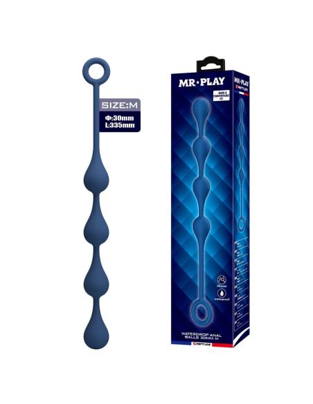 Mr play - bolas anales silicona azul talla m 33 cm