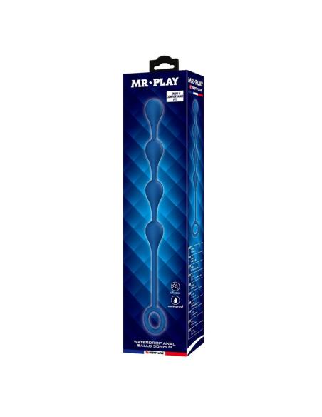 Mr play - bolas anales silicona azul talla m 33 cm