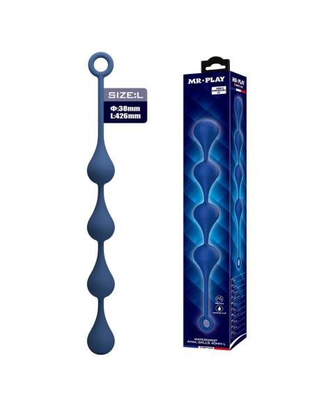Mr play - bolas anales silicona azul talla l 42,6 cm