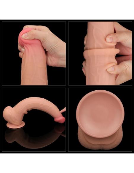 Dildo Dual Layer Piel Retractil 13.5