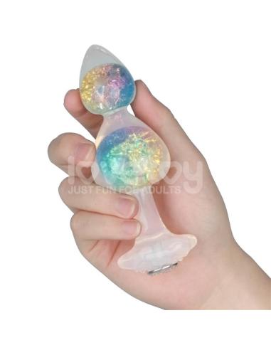 Gemoria Plug Anal de Silicona con Centro de Cristal Multicolor