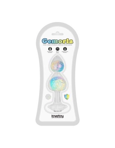 Gemoria Plug Anal de Silicona con Centro de Cristal Multicolor