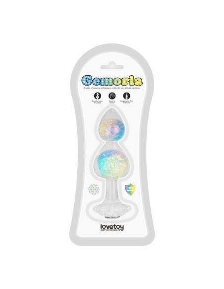 Gemoria Plug Anal de Silicona con Centro de Cristal Multicolor
