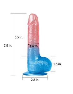 Dildo Dazzle Studs 7.5 Rosa y Azul 2
