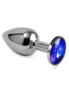 Plug Anal Plateado Rosebud Classic con Joya Azul Oscuro Talla S