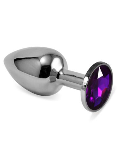 Plug Anal Plateado Rosebud Classic con Joya Púrpura Talla S