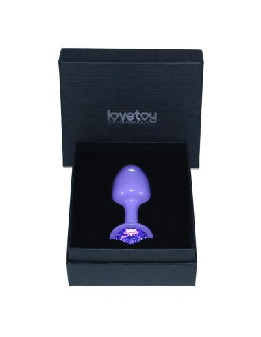 Plug Anal de Metal Púrpura Rosebud con Joya Azul