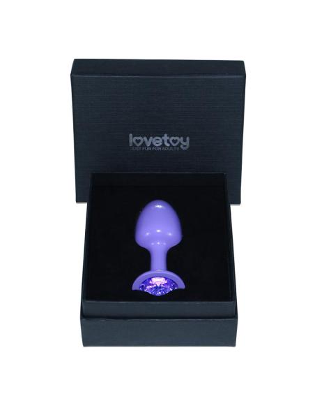 Plug Anal de Metal Púrpura Rosebud con Joya Azul