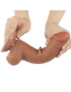 Dildo con Piel Retractil Skin 8 Bronceado 2