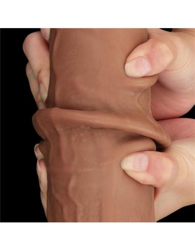 Dildo Dual Density Piel Deslizante Retractil 13.5