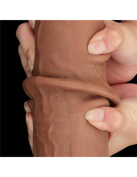 Dildo Dual Density Piel Deslizante Retractil 13.5