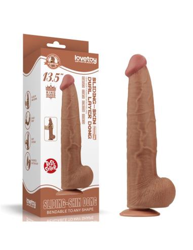 Dildo Dual Density Piel Deslizante Retractil 13.5