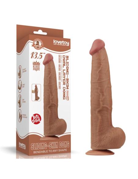Dildo Dual Density Piel Deslizante Retractil 13.5