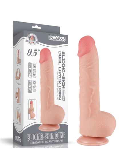 Dildo Dual Density Piel Deslizante Retractil 9.5
