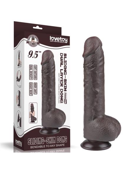Dildo Dual Layer Piel Deslizante Retractil 9.5