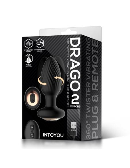 Drago Plug Anal Vibración, Movimiento Twister 360º y Control Remoto