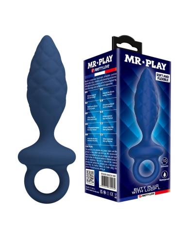Mr play - plug anal texturizado con anilla azul l