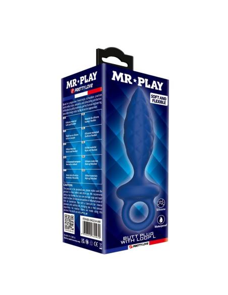 Mr play - plug anal texturizado con anilla azul l