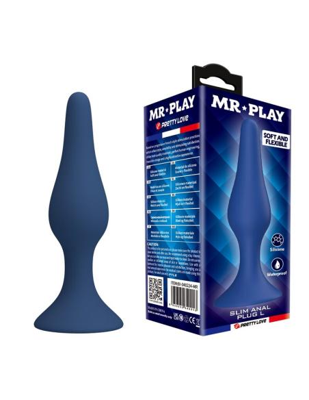Mr play - plug anal slim silicona azul l