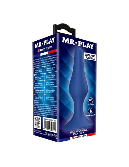 Mr play - plug anal slim silicona azul l