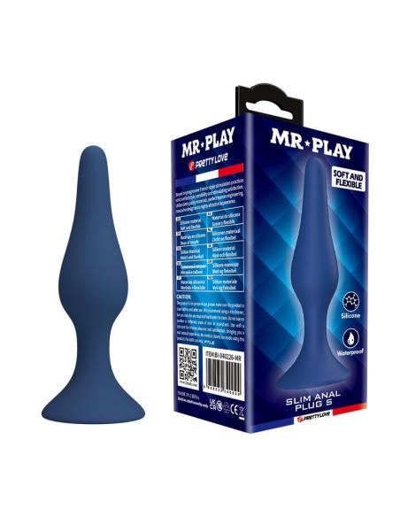 Mr play - plug anal silicona azul slim talla s