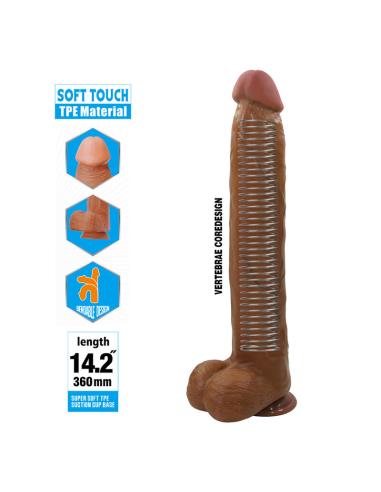 Pretty love - dany dildo realístico flexible con ventosa 36 cm -ø- 5,6 cm marrón