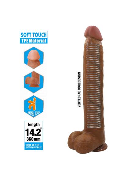 Pretty love - dany dildo realístico flexible con ventosa 36 cm -ø- 5,6 cm marrón