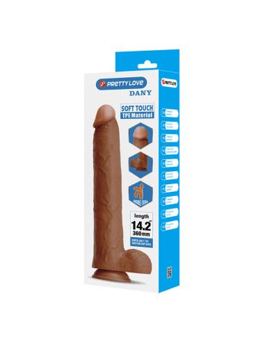Pretty love - dany dildo realístico flexible con ventosa 36 cm -ø- 5,6 cm marrón