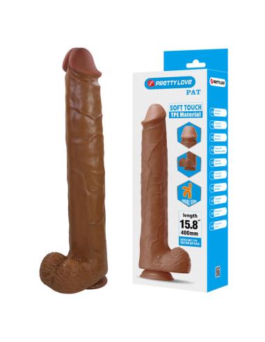 Pretty love - pat dildo realístico flexible con ventosa 40 cm -ø- 6 cm marrón