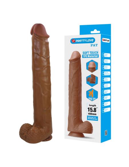Pretty love - pat dildo realístico flexible con ventosa 40 cm -ø- 6 cm marrón