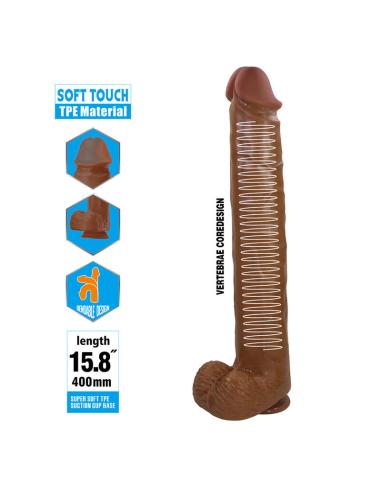 Pretty love - pat dildo realístico flexible con ventosa 40 cm -ø- 6 cm marrón